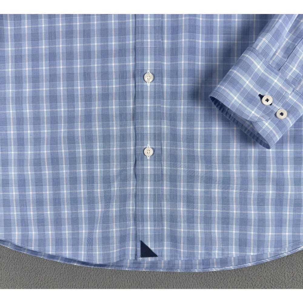 UNTUCKit Shirt Mens XL Blue White Plaid Slim Fit Brooks Smart Casual Office - Picture 4 of 10
